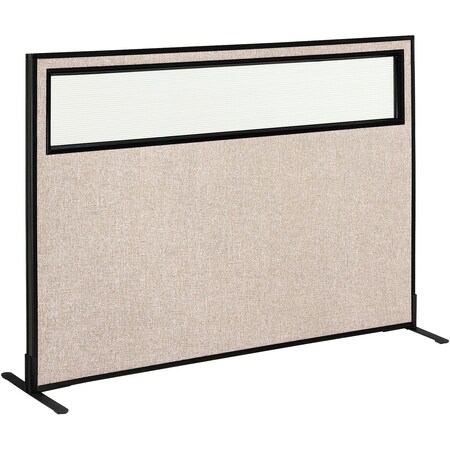 Interion By Global Industrial Interion Freestanding Office Partition Panel with Partial Window, 60-1/4inW x 42inH, Tan 694756WFTN